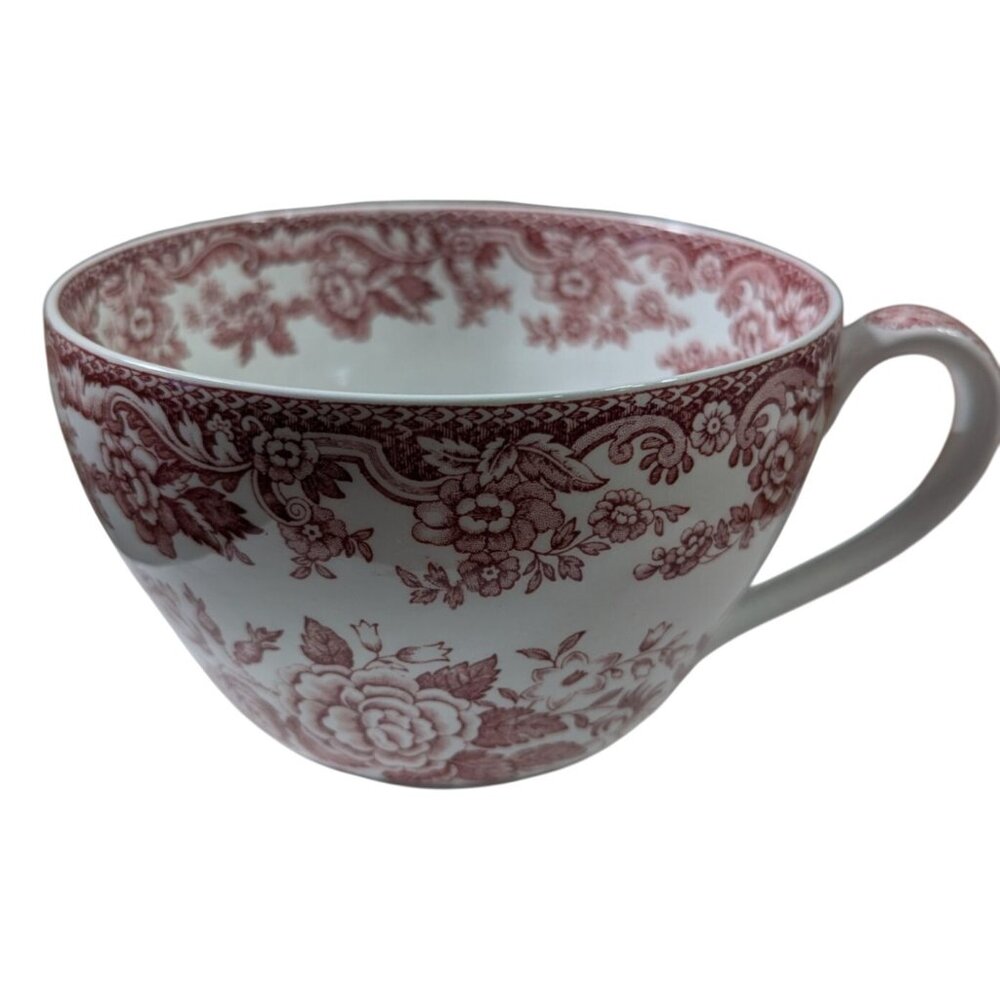 Oversized Jumbo Cup 24 Oz Spode Archive Collection British Flowers-Red & White -